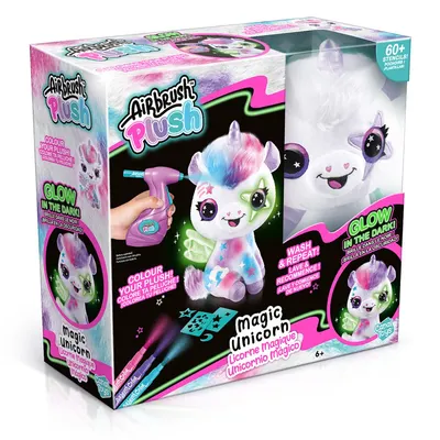 Jucarie de plus de colorat, Airbrush Plush, Glow in the dark, Magic Unicorn