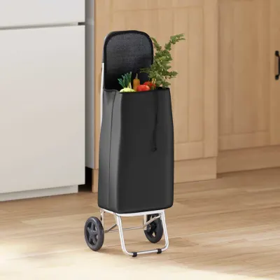 vidaXL Carucior de cumpărături Negru 35 x 28 x 92 cm Tafeta Oxford