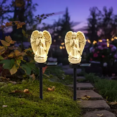 Set 2 Lampi Solare Decorative Inger cu LED 45cm Iluminare Automata IP44