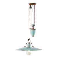 Lampa Suspendata Sospensione D.40 / Rise and Fall Pendant D.40 Retro Country Finish Via - Vintage Azzurro C1446