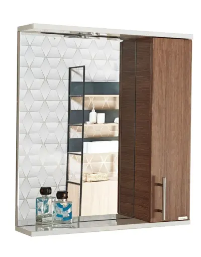 Dulap baie suspendat seria 020, front MDF, montat, bambus, 65x71 cm