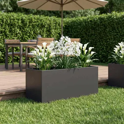 vidaXL Vază pentru Grădină Negru 80 x 40 x 40 cm Oțel laminat la rece