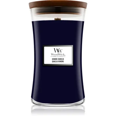 Woodwick Hinoki Dahlia lumânare parfumată cu fitil din lemn 610 g