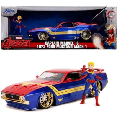 Masinuta Metalica Captain Marvel 1973 Ford Mustang Mach 1 Scara 1 La 24