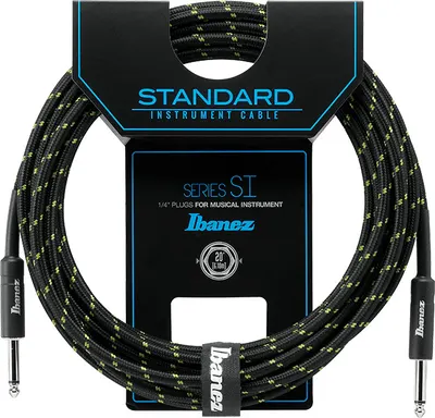 Cablu pentru chitară Ibanez - SI20 BG, 6.3 mm, 6.1 m, negru/verde