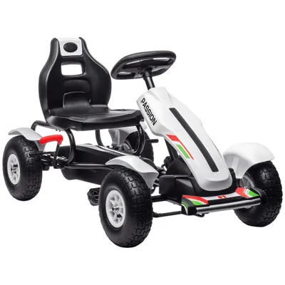 Homcom Kart Pedale Copii – Scaun Reglabil, Roti Gonflabile