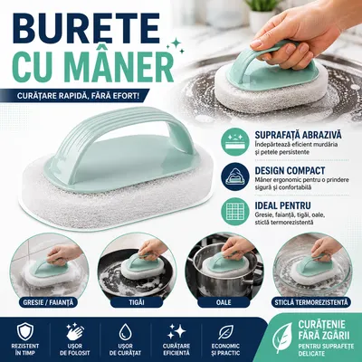 Burete de curatat cu maner, Suprafata dura, Bleu