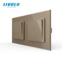 Intrerupator mecanic simplu + dublu, cap / cruce, cu rama sticla Auriu