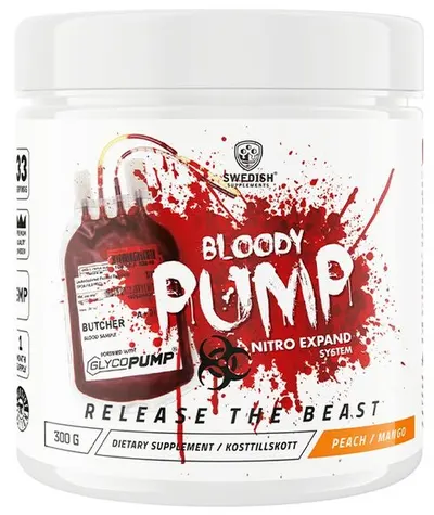Bloody Pump, piersică cu mango, 300 g, Swedish Supplements