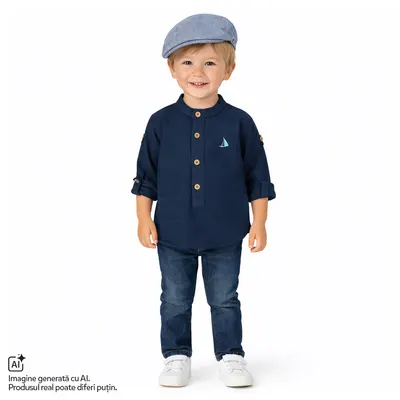 Sapca copii Chicco poplin, Alb cu albastru, 01718-70MFCO
