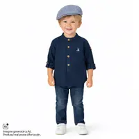 Sapca copii Chicco poplin, Alb cu albastru, 01718-70MFCO