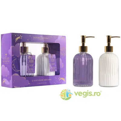 Set Cadou Heavenly Hands Lavender Sapun Lichid 400ml + Crema pentru Maini si Unghii 400ml