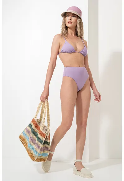 Sutien de baie cu cupe triunghiulare - Violet deschis