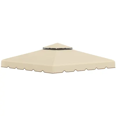Outsunny Copertină de Schimb pentru Foisor, Acoperiș Bistrat, Poliester, 3x3m, Bej, Ideal pentru Grădină și Curte | Aosom Romania