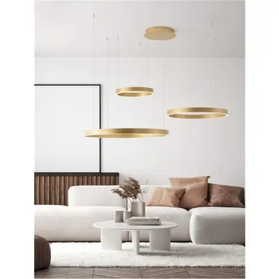 Lampa suspendata ELOWEN Brushed Auriu Aluminiu & Silicone LED 181W 8891Lm 230 3000K IP20 Triac Dimabil Deschis sus & jos