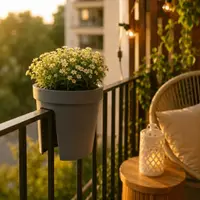 Ghiveci suspendat pentru balustradă, Flower Bridge, 28 x 25 cm, gri antracit, pentru balcon, terasă și grădină