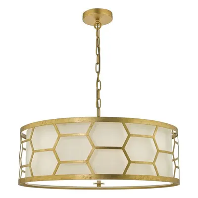 Lampa suspendata Epstein 4 Light Pendant Gold With Ivory Shade & Glass Diffuser