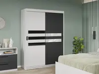 Dressing / Dulap dormitor Gri+Alb 138 - Glass