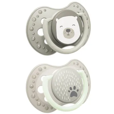 Suzetă din silicon Lovi - Buddy bear, 0-6 luni, 2 buc
