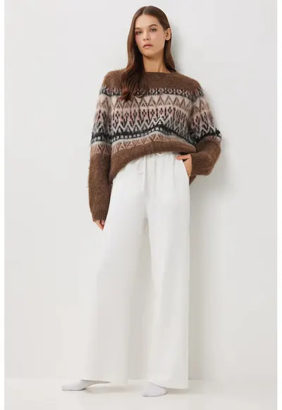 Pantaloni Happiness Istanbul - elastic - alb - poliester