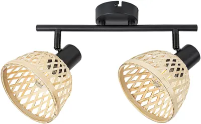 Spot dublu Rabalux - Rattan 3134, IP20, E14, 2 x 15W, 230V, negru mat
