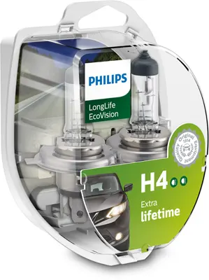 Set 2 Becuri Far H4 60 55W 12V Longer Life Ecovision Philips
