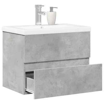 Gossi set mobilier de baie, 2 piese, gri beton, lemn compozit