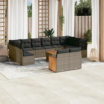 Gossi set mobilier de gradina cu perne, 13 piese, gri, poliratan