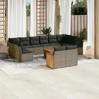 Gossi set mobilier de gradina cu perne, 13 piese, gri, poliratan
