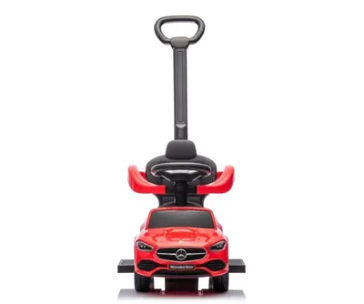 Masinuta copii fara pedale 3 in 1 Mercedes C-Class Deluxe Red Milly Mally, roti din cauciuc, scaun din piele ecologica, volan echipat cu sunete realiste, suport pentru picioare, bara de protectie, 12-36 luni