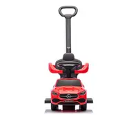 Masinuta copii fara pedale 3 in 1 Mercedes C-Class Deluxe Red Milly Mally, roti din cauciuc, scaun din piele ecologica, volan echipat cu sunete realiste, suport pentru picioare, bara de protectie, 12-36 luni