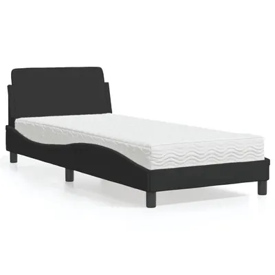 vidaXL Pat cu saltea, Dover, negru, 90x200 cm, catifea