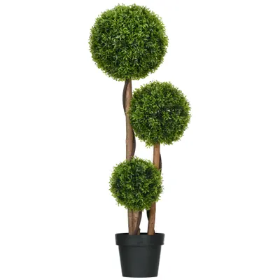 HOMCOM Plantă Artificială de Buxus cu 3 Ffere și Frunze de Bambus | Aosom Romania