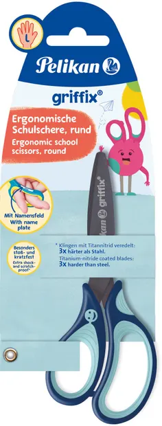 Foarfecă pentru stângaci Pelikan Griffix - Albastru, 14 cm