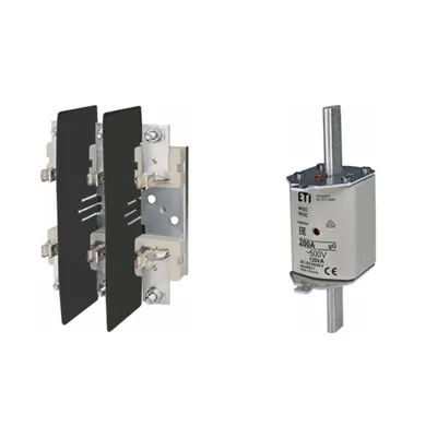 Pachet Protectie Circuit Trifazat: Soclu Siguranta Fuzibila NH2 3P (M10/M10), Siguranta Fuzibila NH2C gG 200A 500V