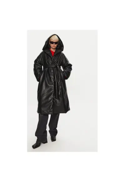 Palton dama - 304473180 - Piele ecologica - Negru - Negru