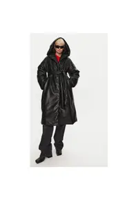 Palton dama - 304473180 - Piele ecologica - Negru - Negru