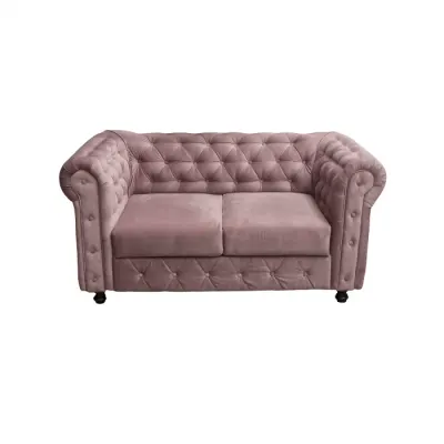 Canapea fixa CHESTERFIELD, 2 locuri, cu arcuri, roz prafuit, 168x90x80 cm