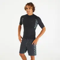 Tricou surf UPF50+ Negru fumuriu Motiv tablă de șah Bărbați