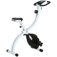 SPORTNOW Bicicletă Magnetică Pliabilă cu 8 Niveluri de Rezistență, Ecran LCD, Șa Reglabilă, Suport Tabletă, Roți, Senzor Puls, Oțel, Negru | Aosom Romania