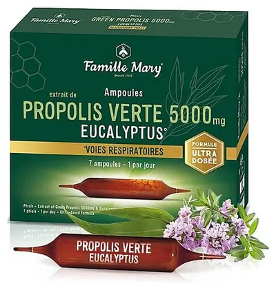 Propolis verde cu miere si eucalipt, 5000 mg, 7 fiole, Famille Mary