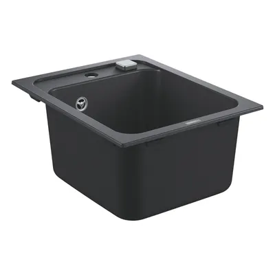 Chiuveta compozit Grohe 31650AP0, 400x500 mm, montare pe blat, evacuare automata, Kit montaj si evacuare inclus, Negru granit
