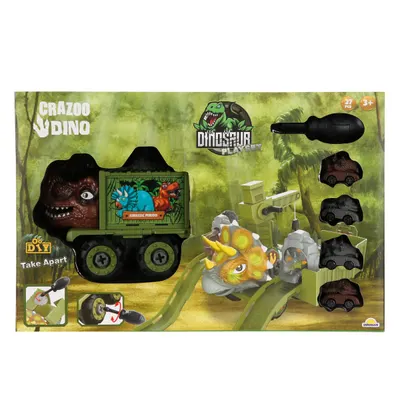 Set de joaca cu vehicule, Crazoo Dino, 27 de piese