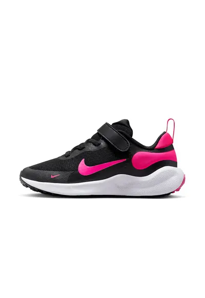Pantofi Revolution 7 cu amortizare si velcro - pentru alergare - Negru/Roz