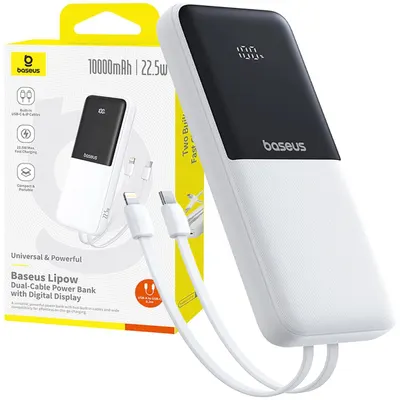 Powerbank Baseus 10000 mAh 22,5W USB-C USB-A cabluri integrate