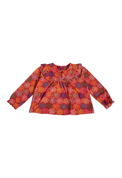 Bluza cu imprimeu si guler Peter Pan - Multicolor