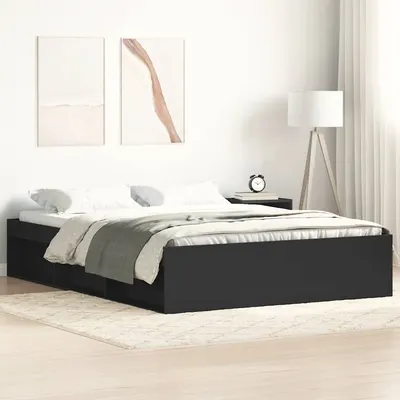 vidaXL Cadru de pat dublu, negru, 135x190 cm