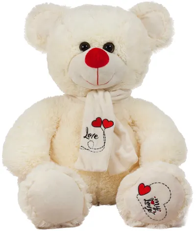 Jucărie de pluș Amek Toys - Ursuleț de pluș cu eșarfă crem, 45 cm
