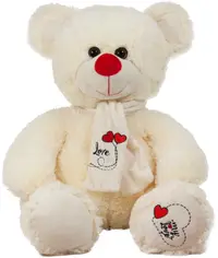 Jucărie de pluș Amek Toys - Ursuleț de pluș cu eșarfă crem, 45 cm