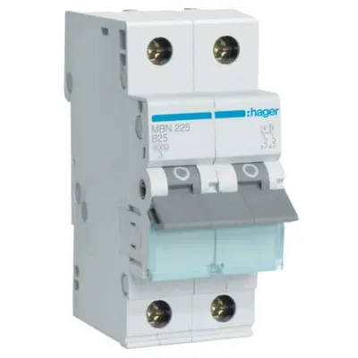 Siguranta automata 2P, 25A, 6kA, curba B Hager MBN225